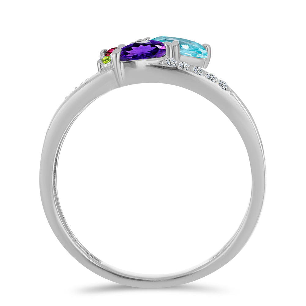 Anillo de Plata con Amatista de Marruecos y Citrino de Río del Oro 2 