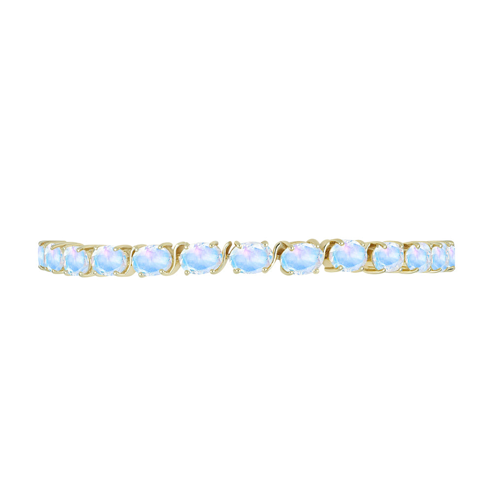 Pulsera de Plata Bañada en Oro con Piedra Lunar Arco Iris 2 