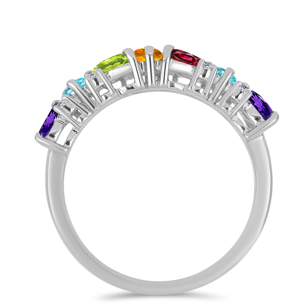 Anillo de Plata con Amatista de Marruecos y Citrino de Río del Oro