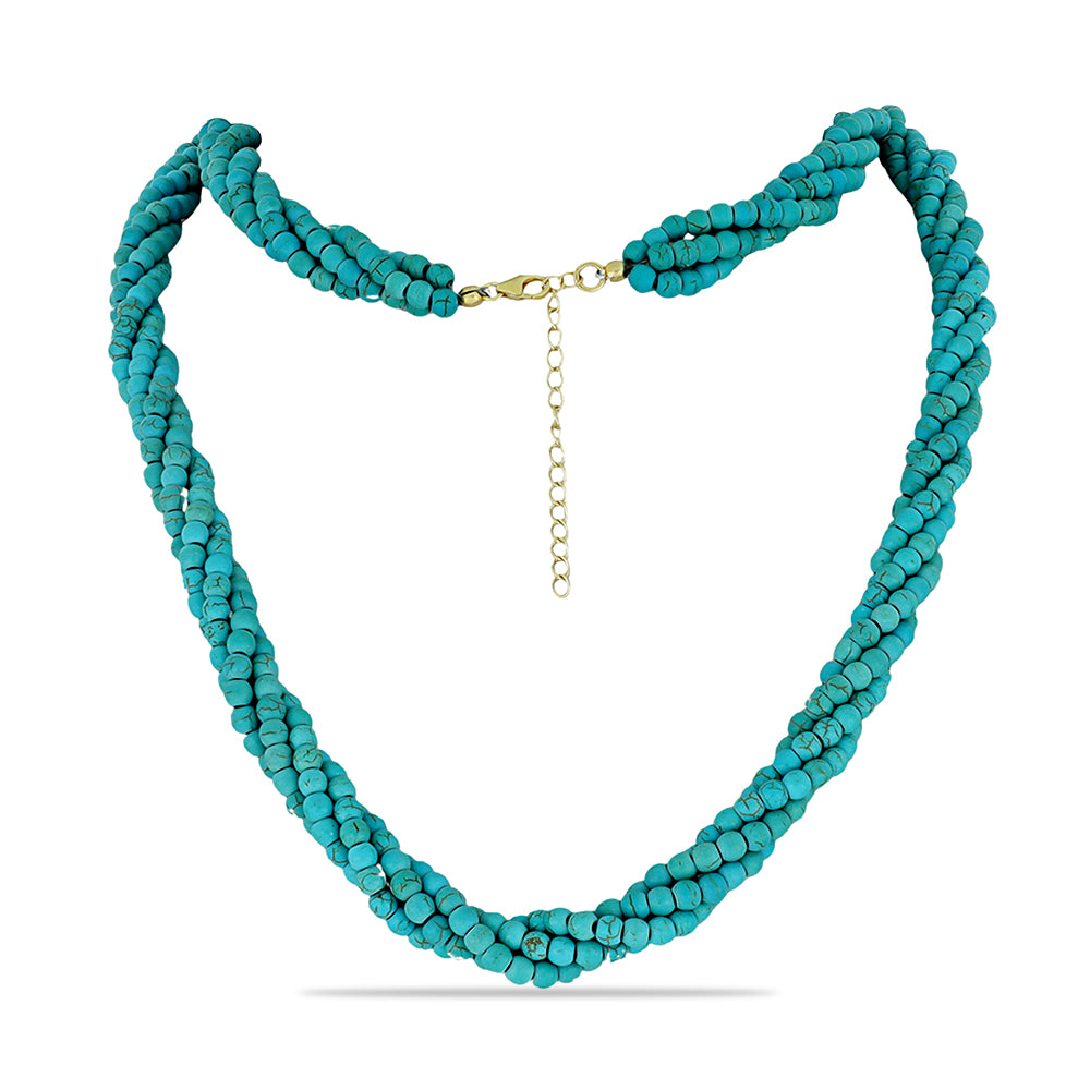 Collar de Plata Bañada en Oro con Turquesa Bella Durmiente