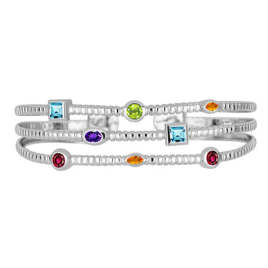Brazalete de Plata con Amatista de Marruecos y Citrino de Río del Oro