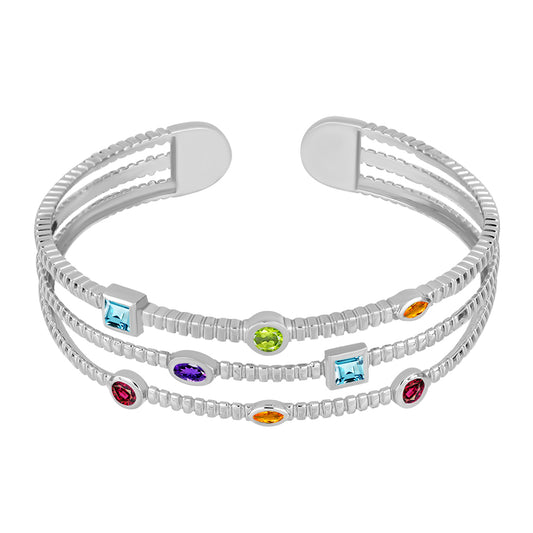 Brazalete de Plata con Amatista de Marruecos y Citrino de Río del Oro