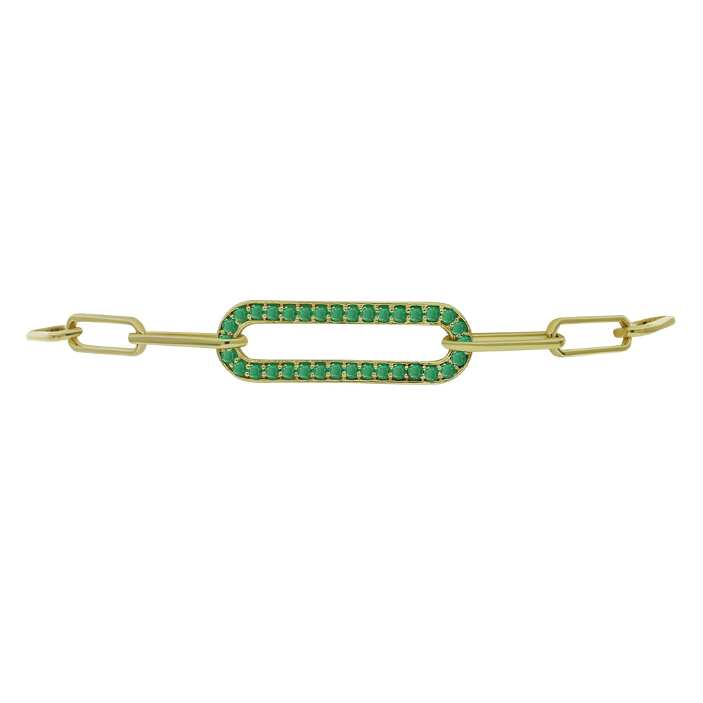 Pulsera de Plata Bañada en Oro con Esmeralda de Brasil