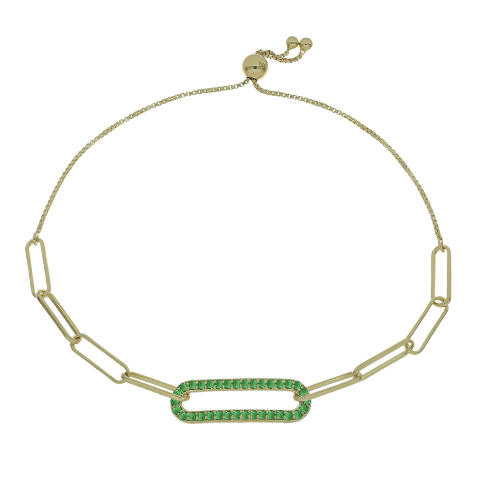 Pulsera de Plata Bañada en Oro con Esmeralda de Brasil 1 