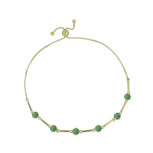 Pulsera de Plata Bañada en Oro con Esmeralda de Brasil
