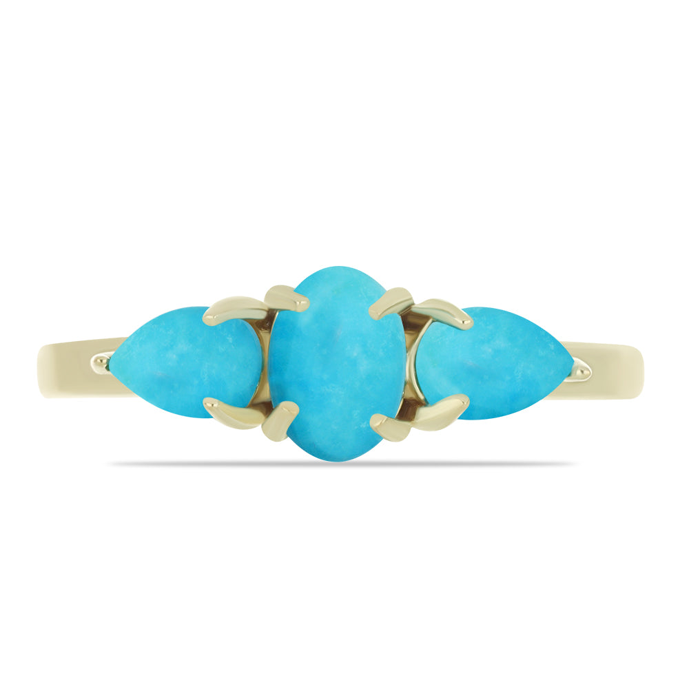 Anillo de Plata Bañada en Oro con Turquesa Bella Durmiente 1 