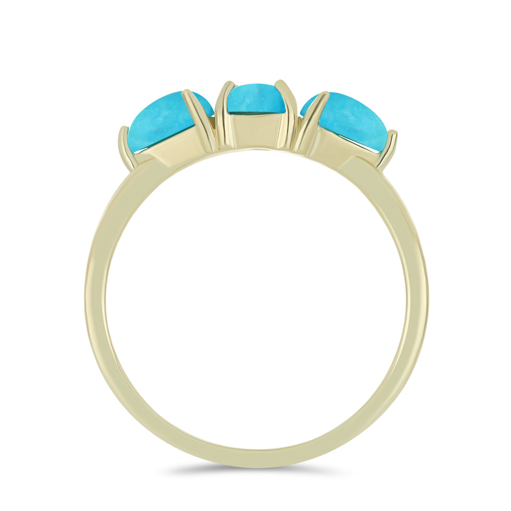 Anillo de Plata Bañada en Oro con Turquesa Bella Durmiente 2 