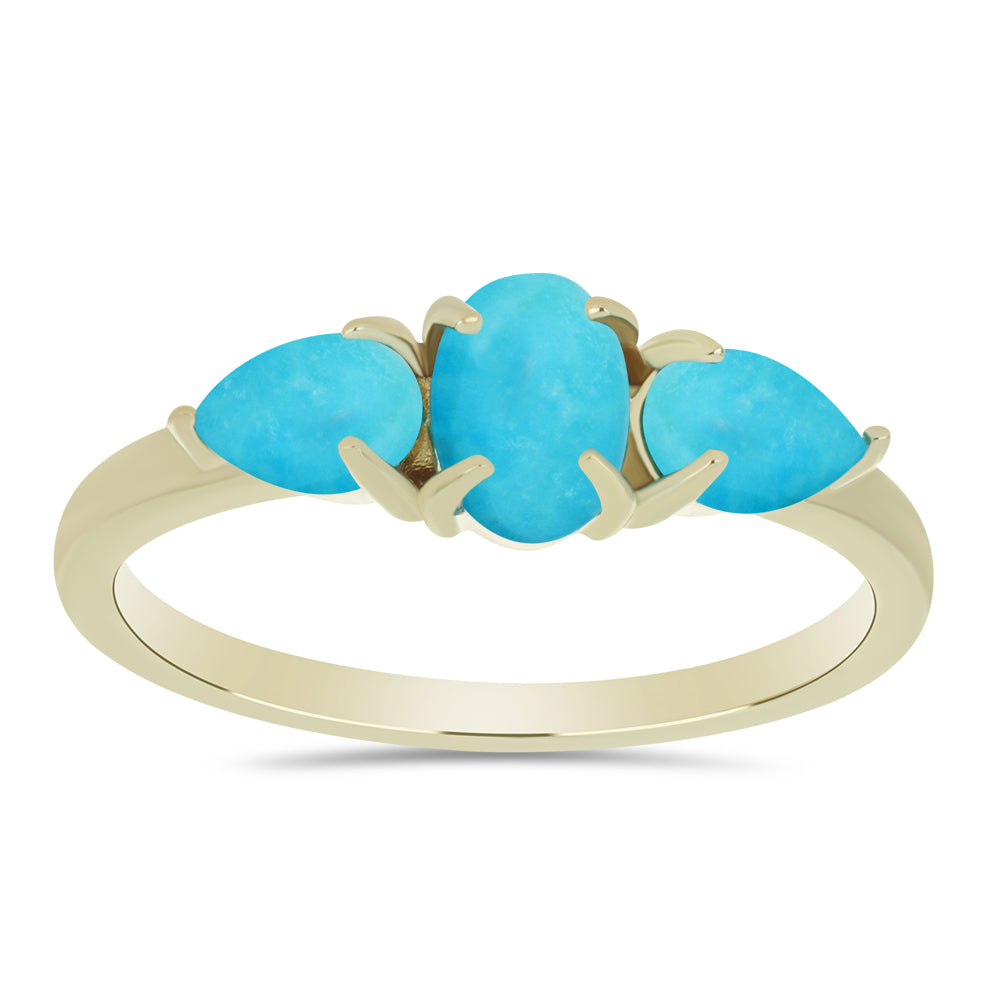 Anillo de Plata Bañada en Oro con Turquesa Bella Durmiente 3 