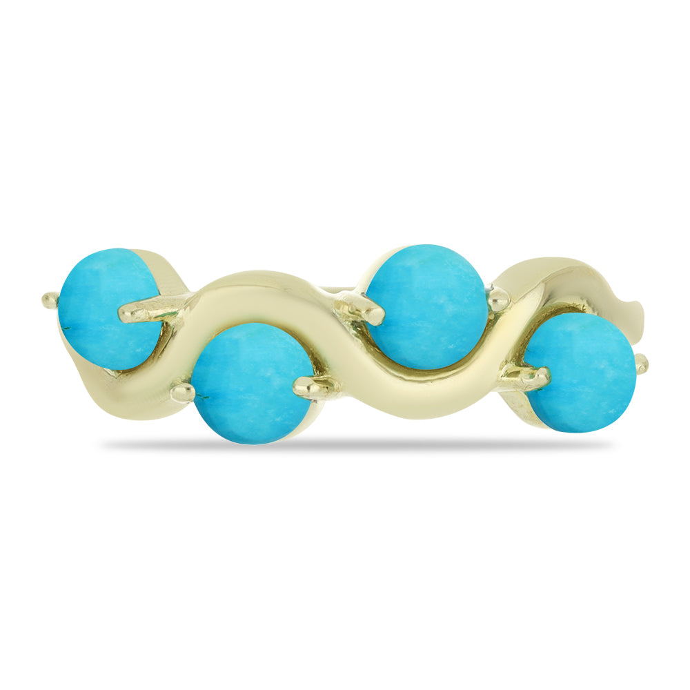 Anillo de Plata Bañada en Oro con Turquesa Bella Durmiente