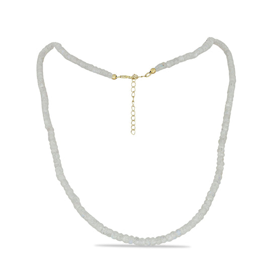 Collar de Plata Bañada en Oro con Piedra Lunar Arco Iris