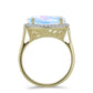Anillo de Plata Bañada en Oro con Piedra Lunar Arco Iris y Topacio Blanco
