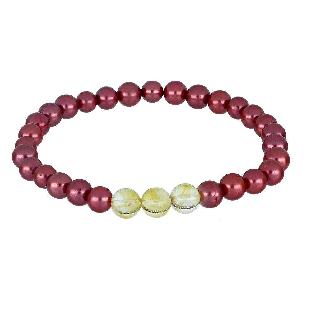 Conjunto Pepita con Perla Púrpura de Agua dulce y Citrino de los Montes Urales ( Collar +Pendientes +Pulsera )