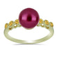 Anillo de Plata Bañada en Oro con Perla Púrpura de Agua dulce y Citrino de los Montes Urales