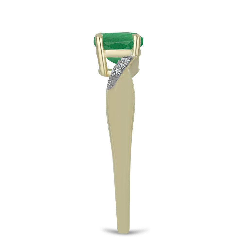 Anillo de Plata Bañada en Oro con Esmeralda de Brasil y Topacio Blanco 4 