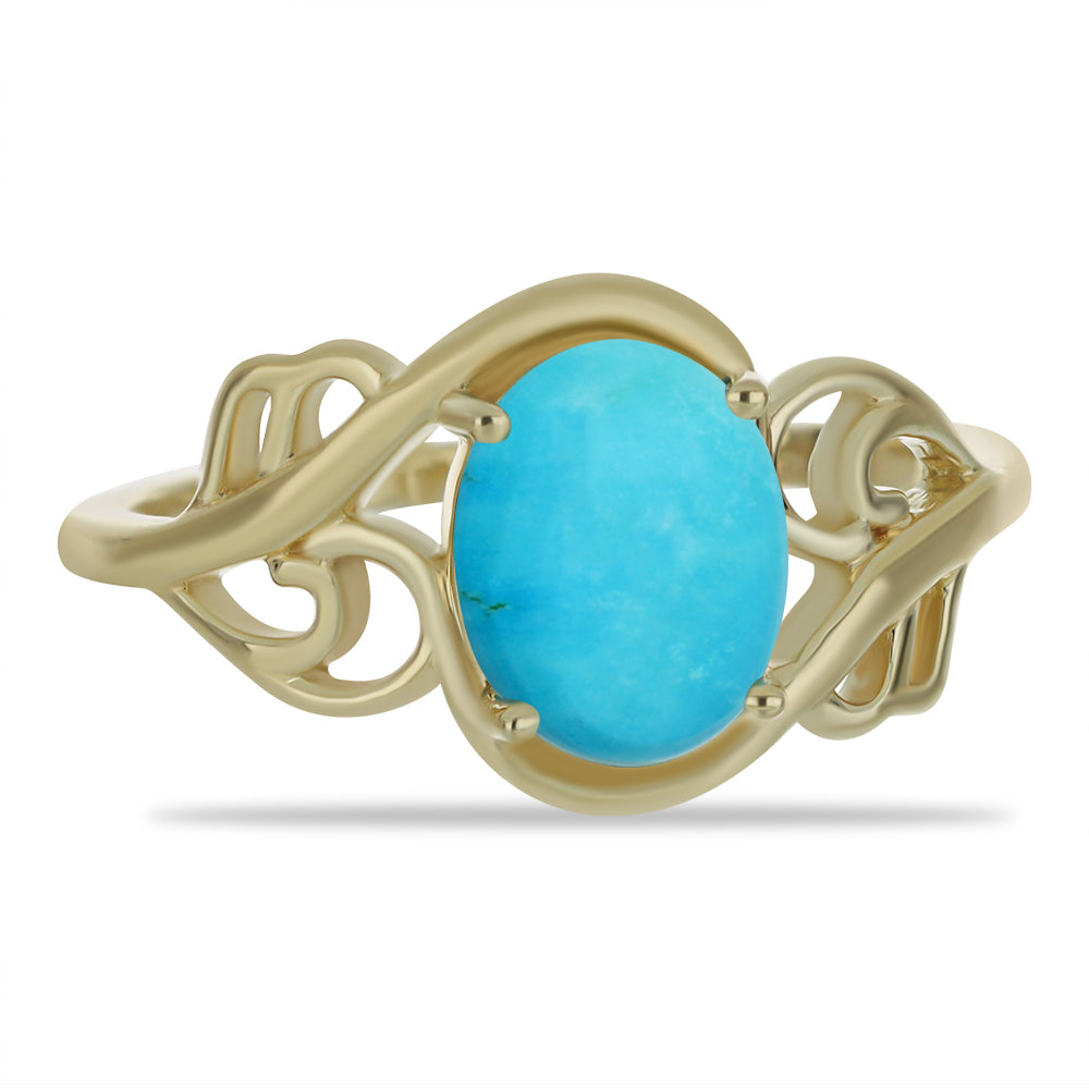 Anillo de Plata Bañada en Oro con Turquesa Bella Durmiente 1 
