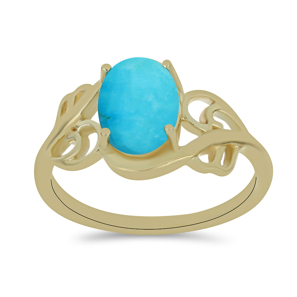 Anillo de Plata Bañada en Oro con Turquesa Bella Durmiente 3 