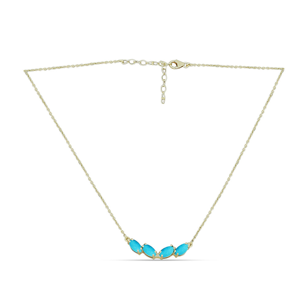 Collar de Plata Bañada en Oro con Turquesa Bella Durmiente 1 