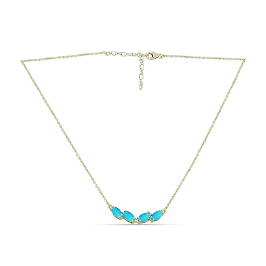 Collar de Plata Bañada en Oro con Turquesa Bella Durmiente