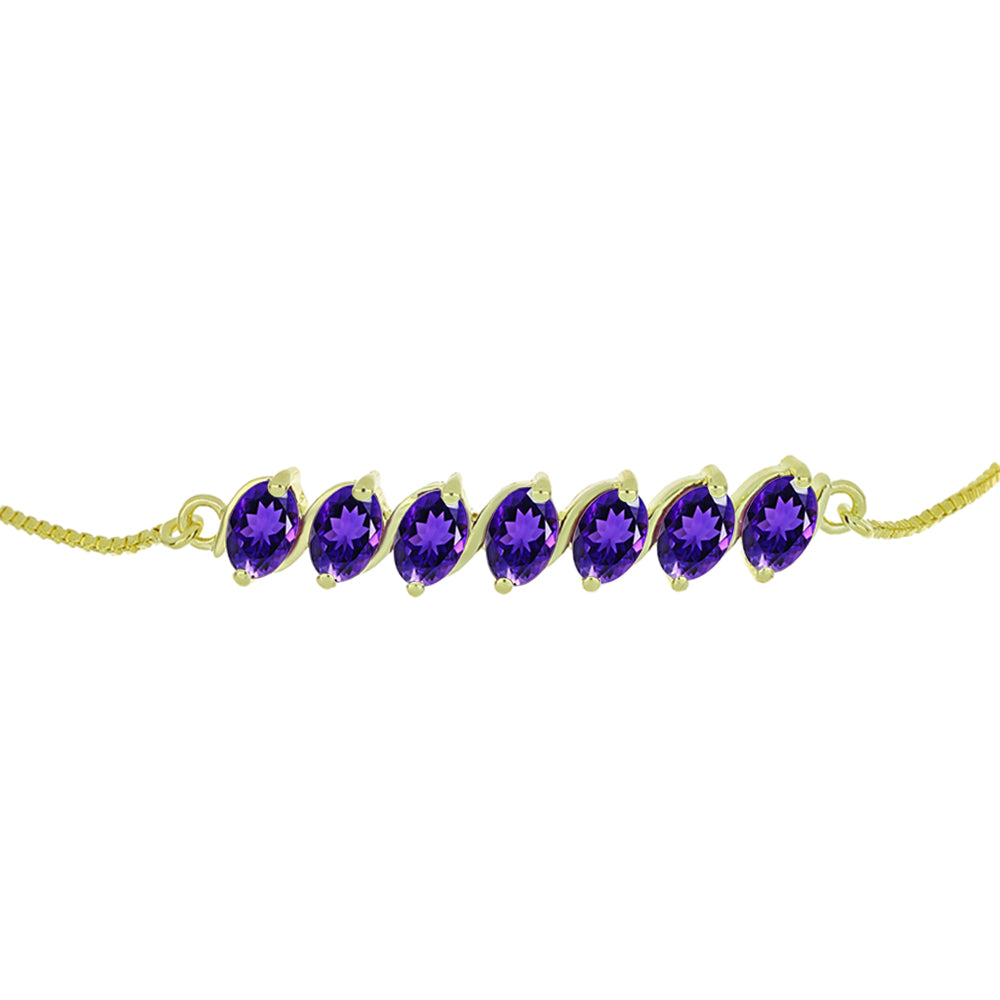 Pulsera de Plata Bañada en Oro con Amatista de Marruecos 2 