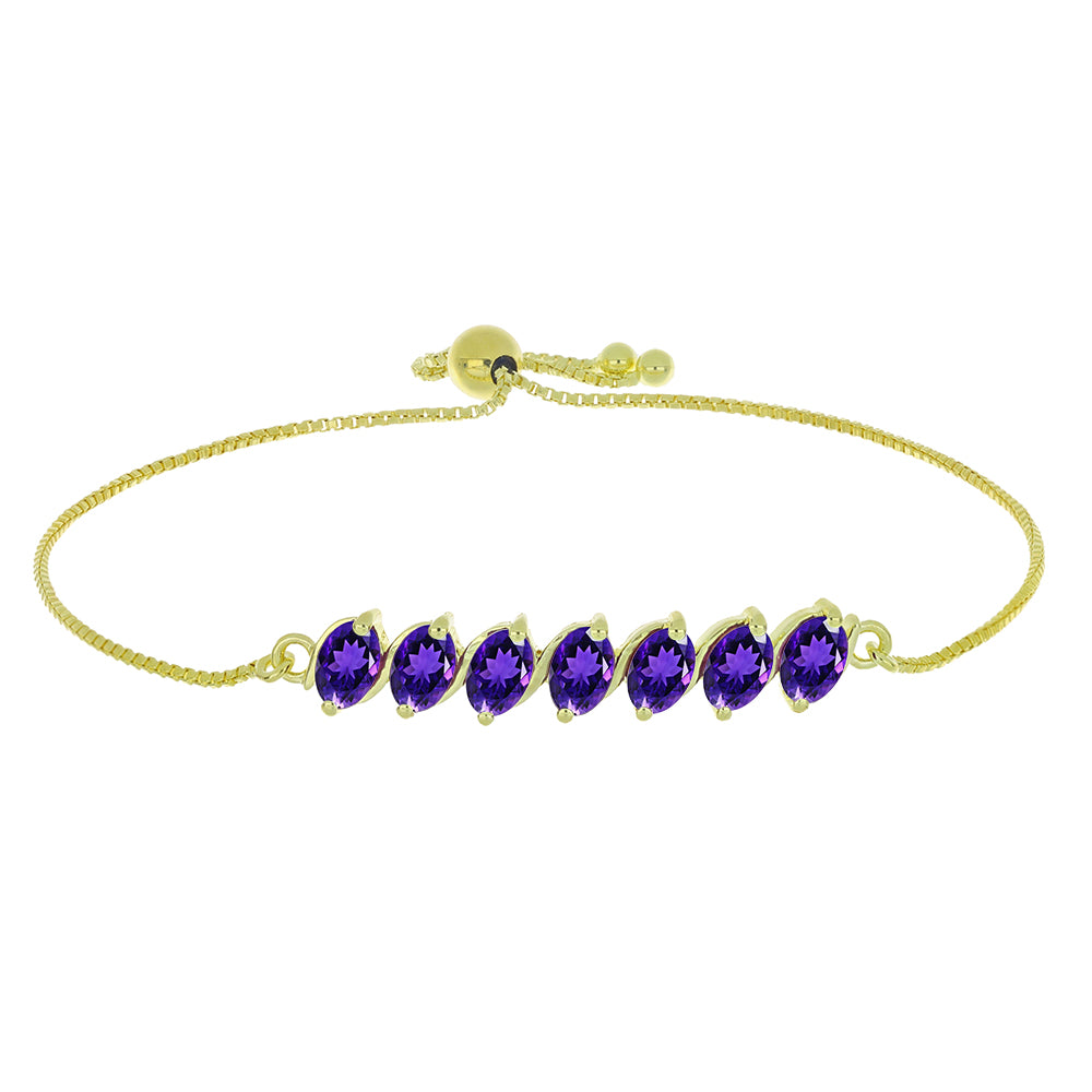 Pulsera de Plata Bañada en Oro con Amatista de Marruecos 1 
