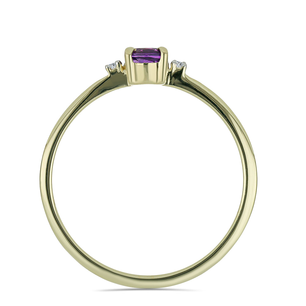 Anillo de Plata Bañada en Oro con Amatista de Marruecos y Topacio Blanco 2 