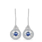 Pendientes de Plata con Moisanita azul real certificado y cultivado en laboratorio y Topacio Blanco