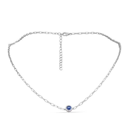 Collar de Plata con Moisanita azul real certificado y cultivado en laboratorio
