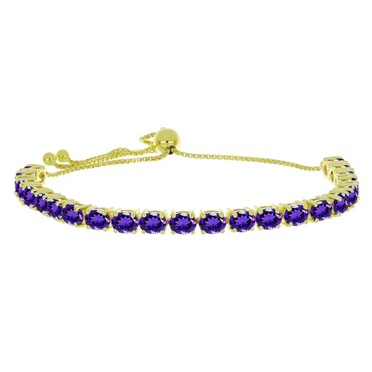 Pulsera de Plata Bañada en Oro con Amatista de Marruecos