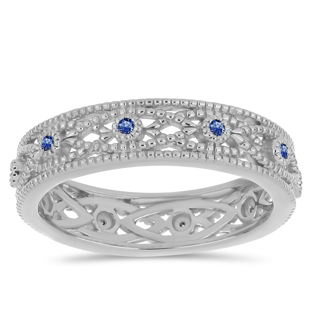 Anillo de Plata con Moisanita azul real certificado y cultivado en laboratorio