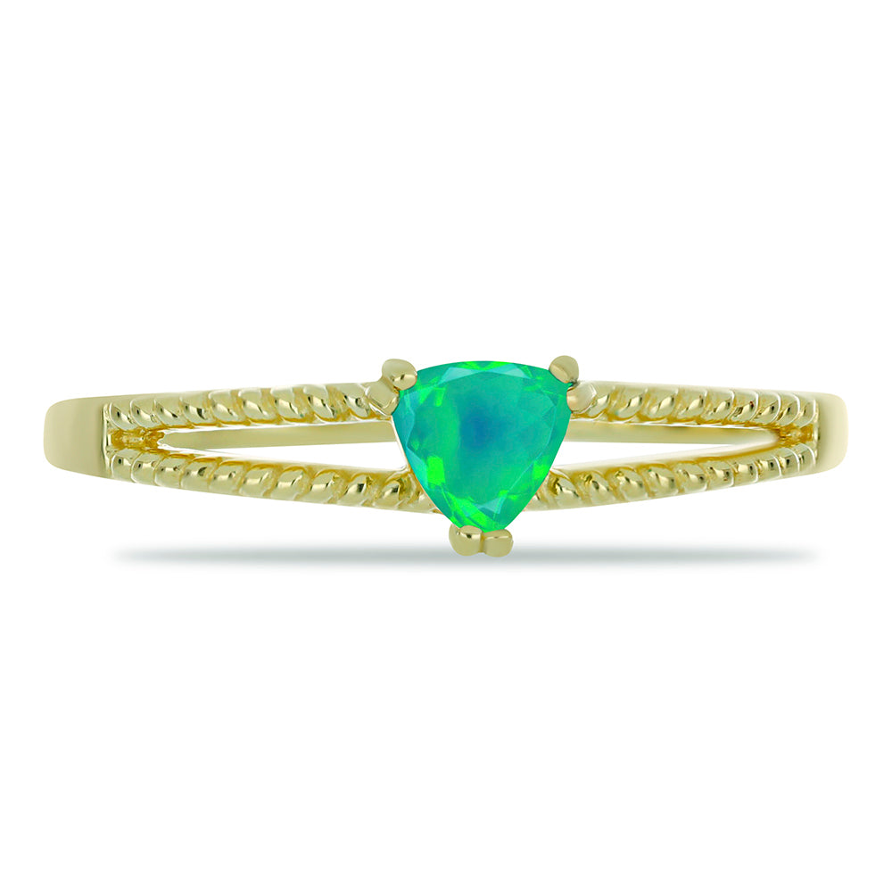 Anillo de Plata Bañada en Oro con Ópalo Verde Etíope de Lega Dembi 1 