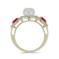 Anillo de Plata Bañada en Oro con Perla de Agua Dulce y Rubí de Madagascar