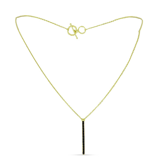 Collar de Plata Bañada en Oro con Espinela Negra