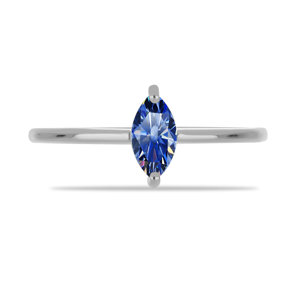 Anillo de Plata con Moisanita azul real certificado y cultivado en laboratorio 1 