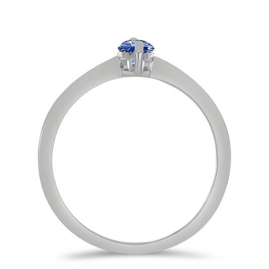Anillo de Plata con Moisanita azul real certificado y cultivado en laboratorio