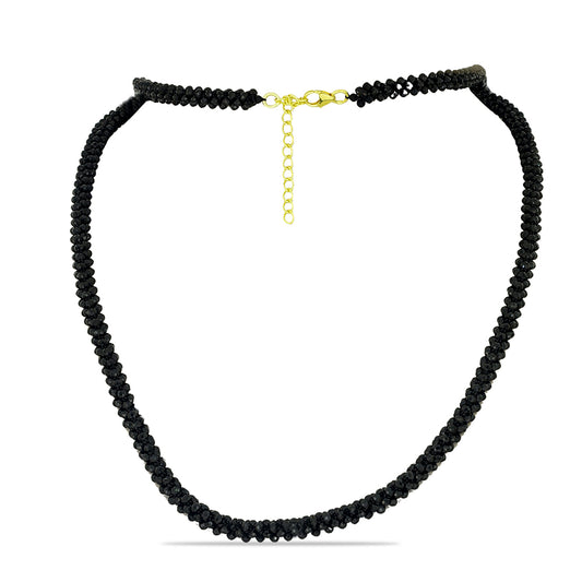 Collar de Plata Bañada en Oro con Espinela Negra