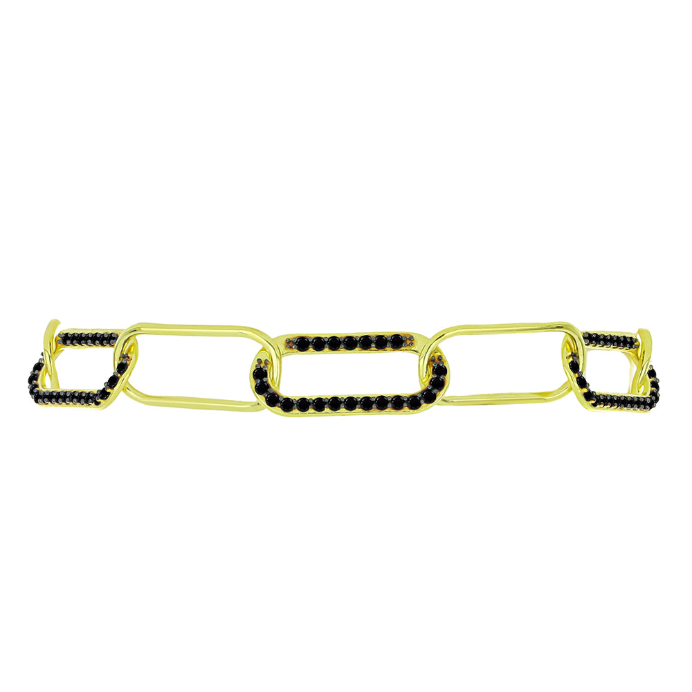 Pulsera de Plata Bañada en Oro con Espinela Negra 2 