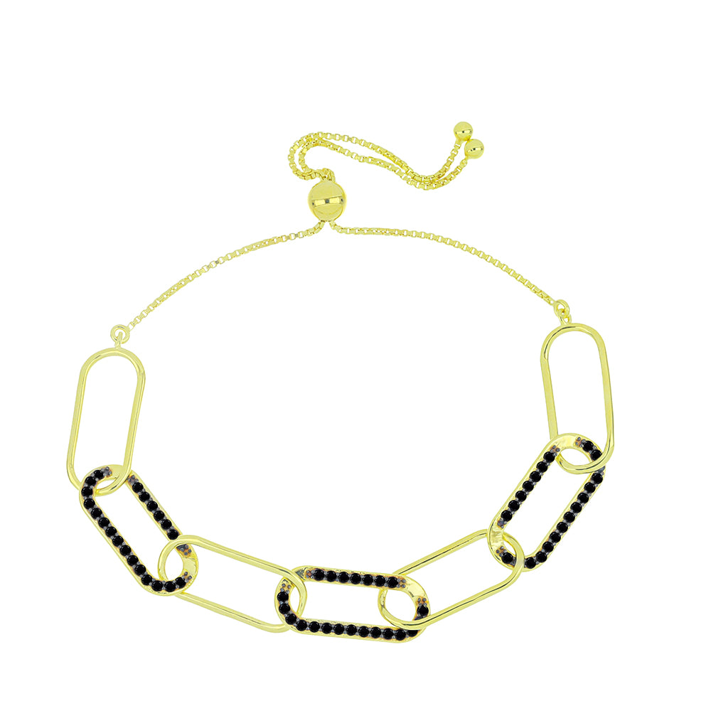 Pulsera de Plata Bañada en Oro con Espinela Negra 1 