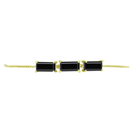 Pulsera de Plata Bañada en Oro con Espinela Negra