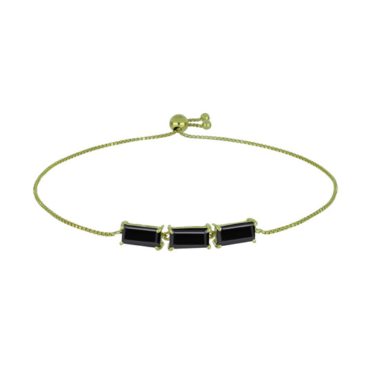 Pulsera de Plata Bañada en Oro con Espinela Negra