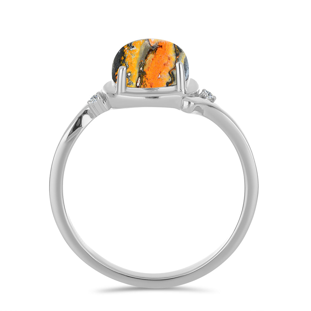 Anillo de Plata con Jasper de Bumble Bee y Topacio Blanco 2 