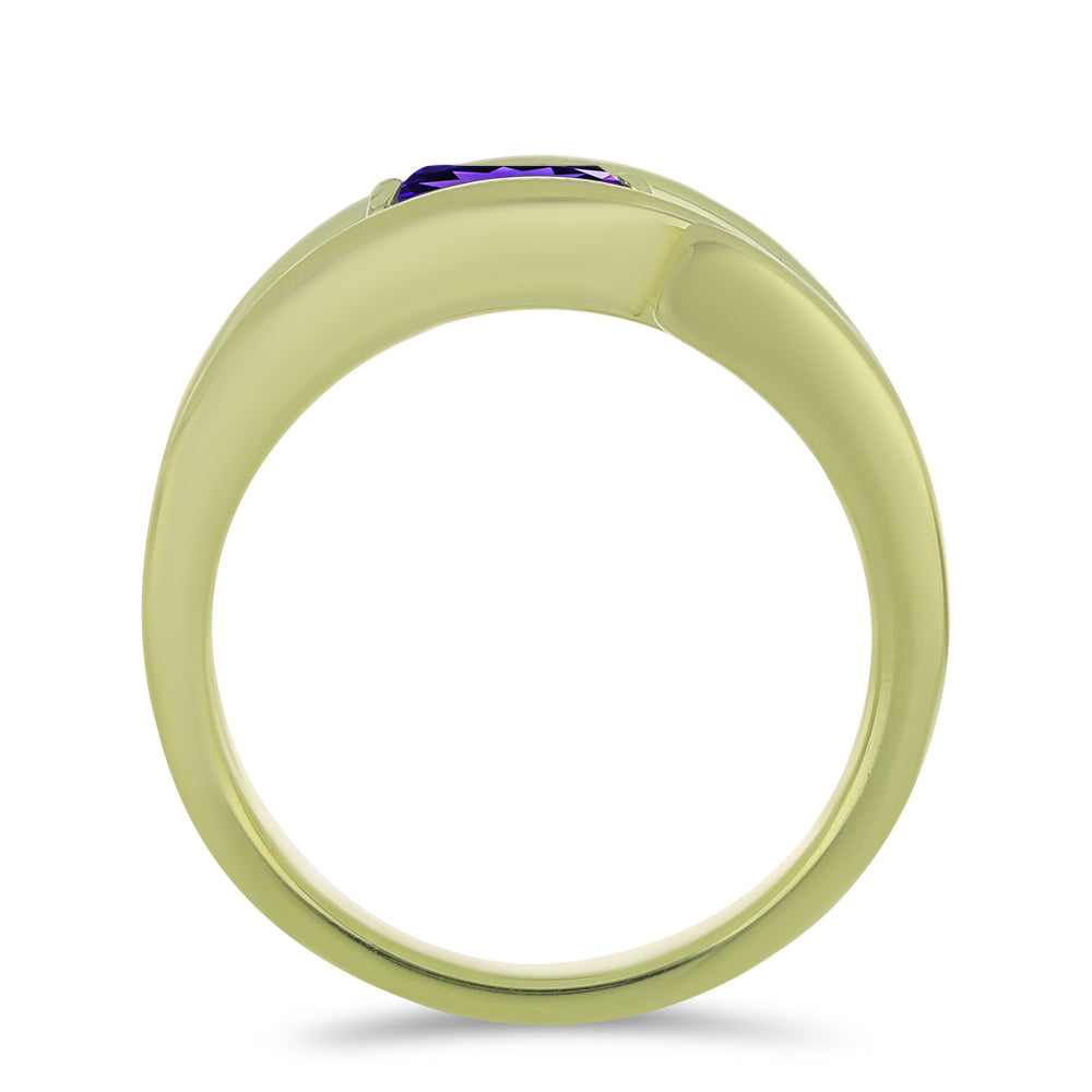 Anillo de Plata Bañada en Oro con Amatista de Marruecos