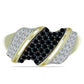 Anillo de Plata Bañada en Oro con Espinela Negra y Topacio Blanco