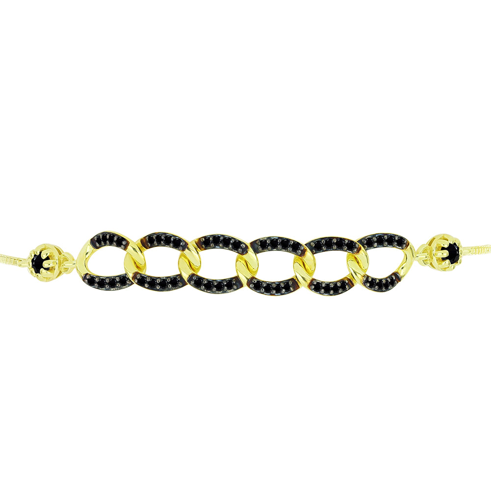 Pulsera de Plata Bañada en Oro con Espinela Negra 2 