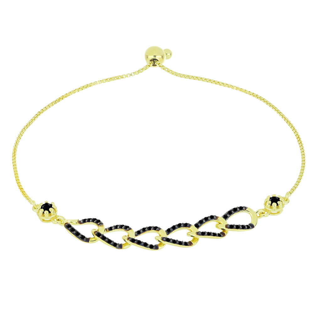 Pulsera de Plata Bañada en Oro con Espinela Negra