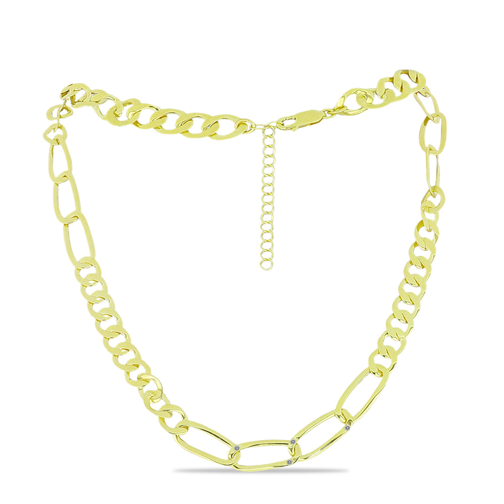 Collar de Plata Bañada en Oro con Diamante blanco