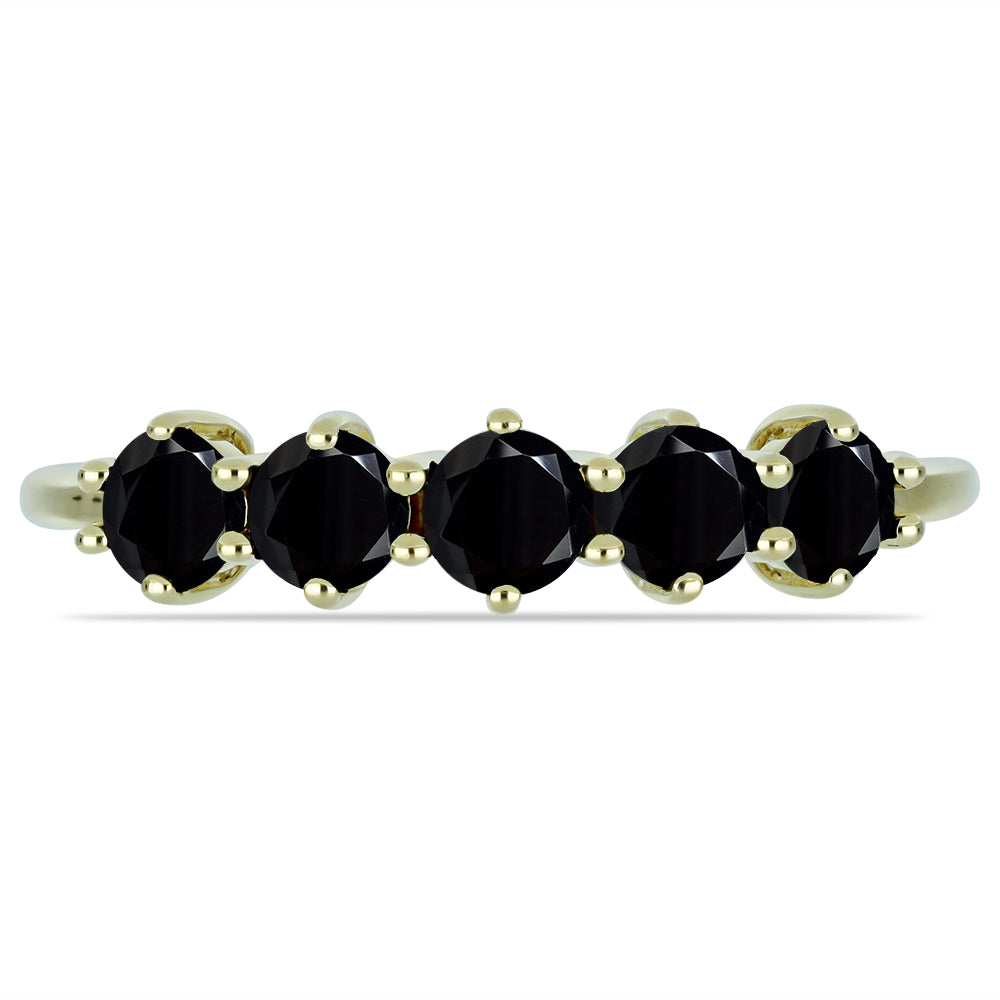 Anillo de Plata Bañada en Oro con Espinela Negra