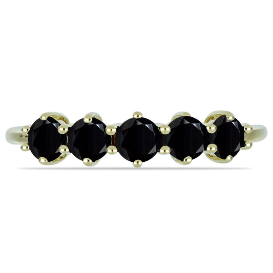 Anillo de Plata Bañada en Oro con Espinela Negra