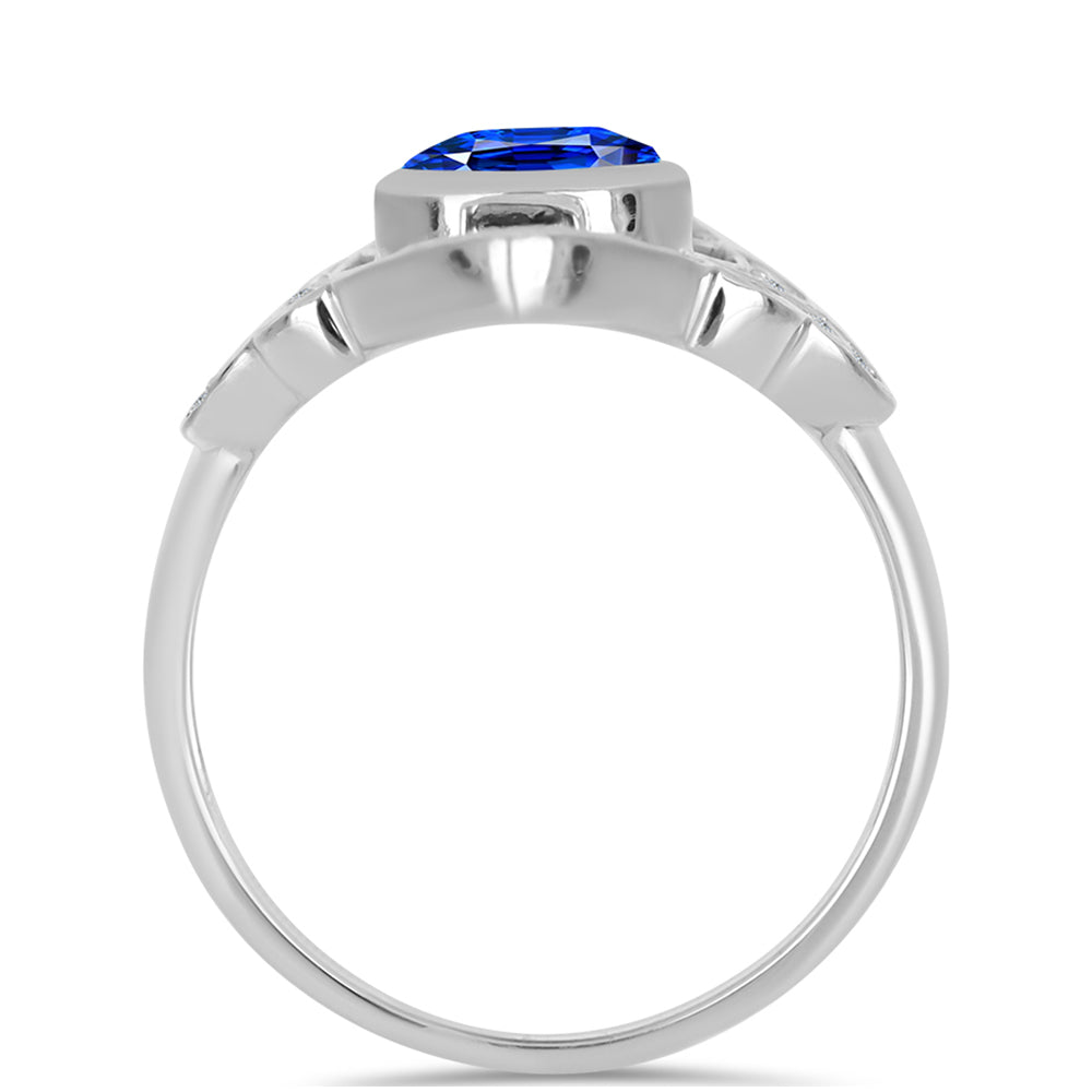 Anillo de Plata con Zafiro Azul Australiano y Topacio Blanco 2 