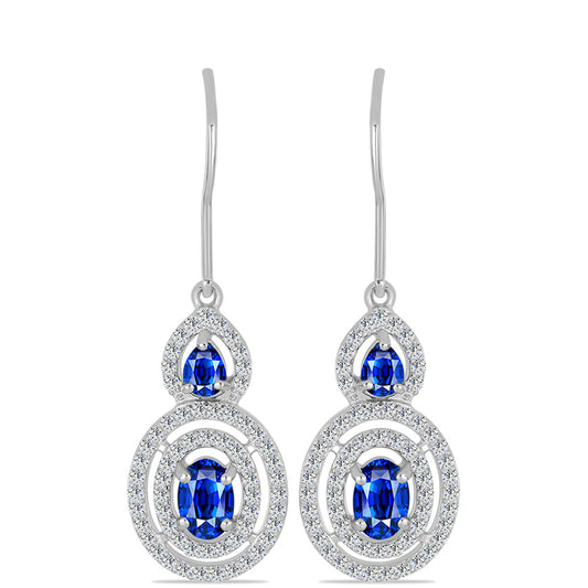 Pendientes de Plata con Zafiro Azul Australiano y Topacio Blanco