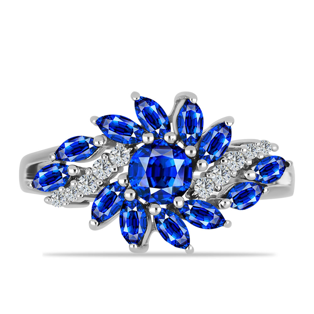 Anillo de Plata con Zafiro Azul Australiano y Topacio Blanco 1 